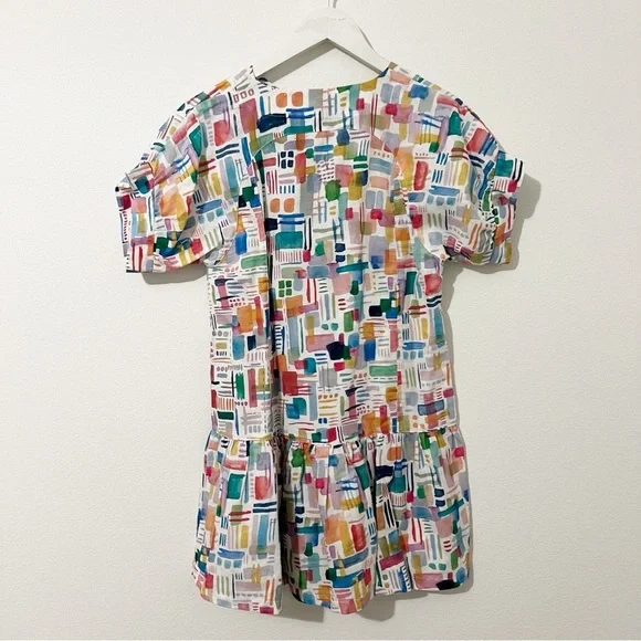 Brooke Wright Lucy Dress Multicolor Linen Blend Shift Size XS